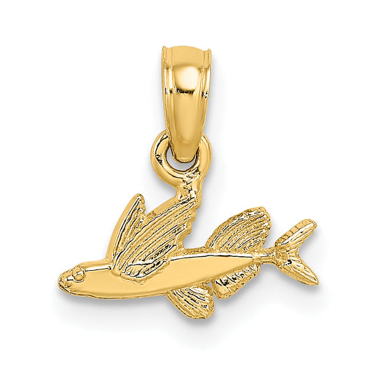14K Yellow Gold Mini Flying Fish Charm