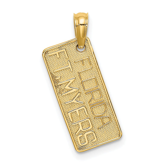 14K Yellow Gold Textured Ft. Myers Florida License Plate Charm
