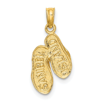 14K Yellow Gold Sanibel Island Double Flip-Flop Charm