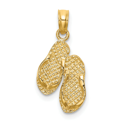 14K Yellow Gold Sanibel Island Double Flip-Flop Charm