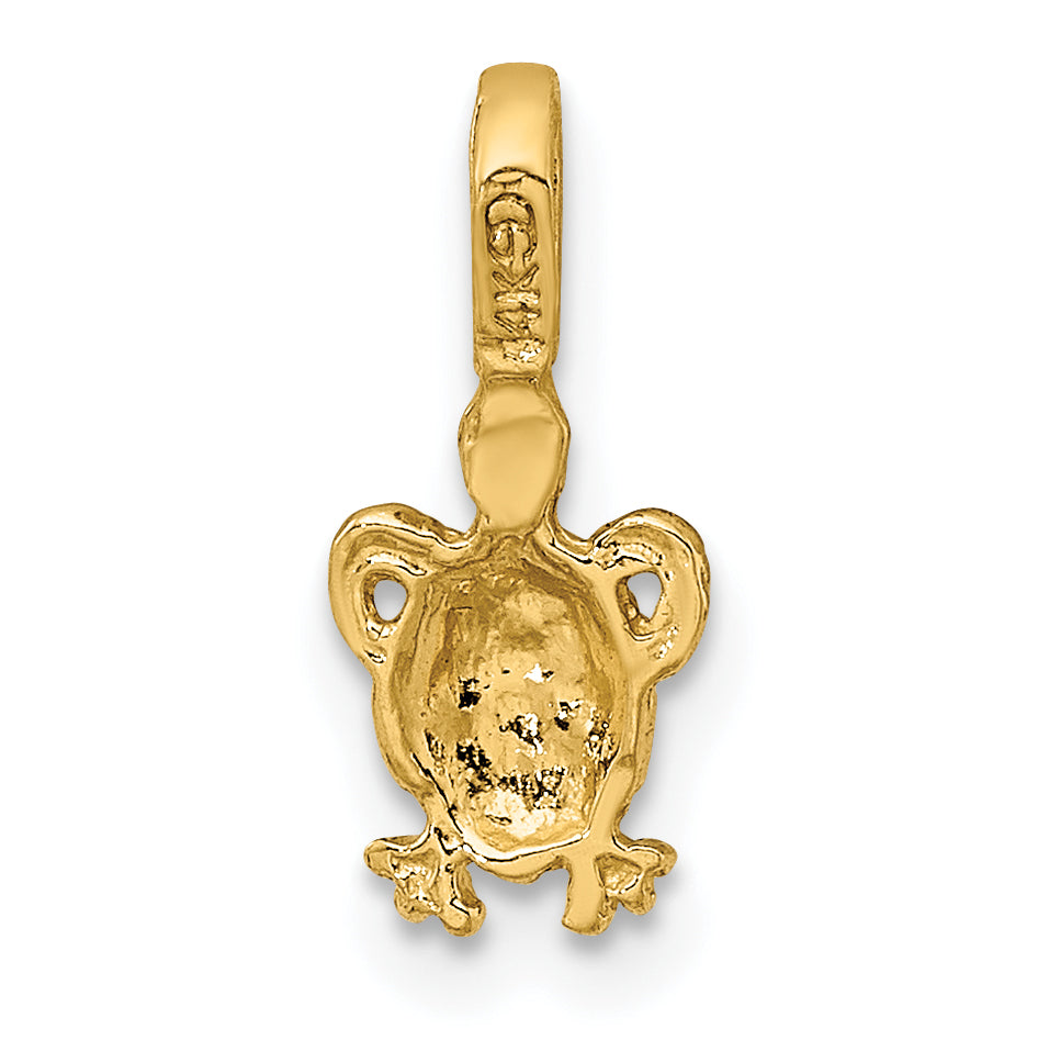 14K Yellow Gold Mini Sea Turtle With Fixed Bail Charm