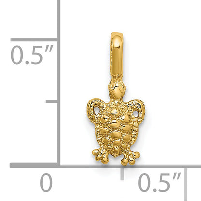 14K Yellow Gold Mini Sea Turtle With Fixed Bail Charm