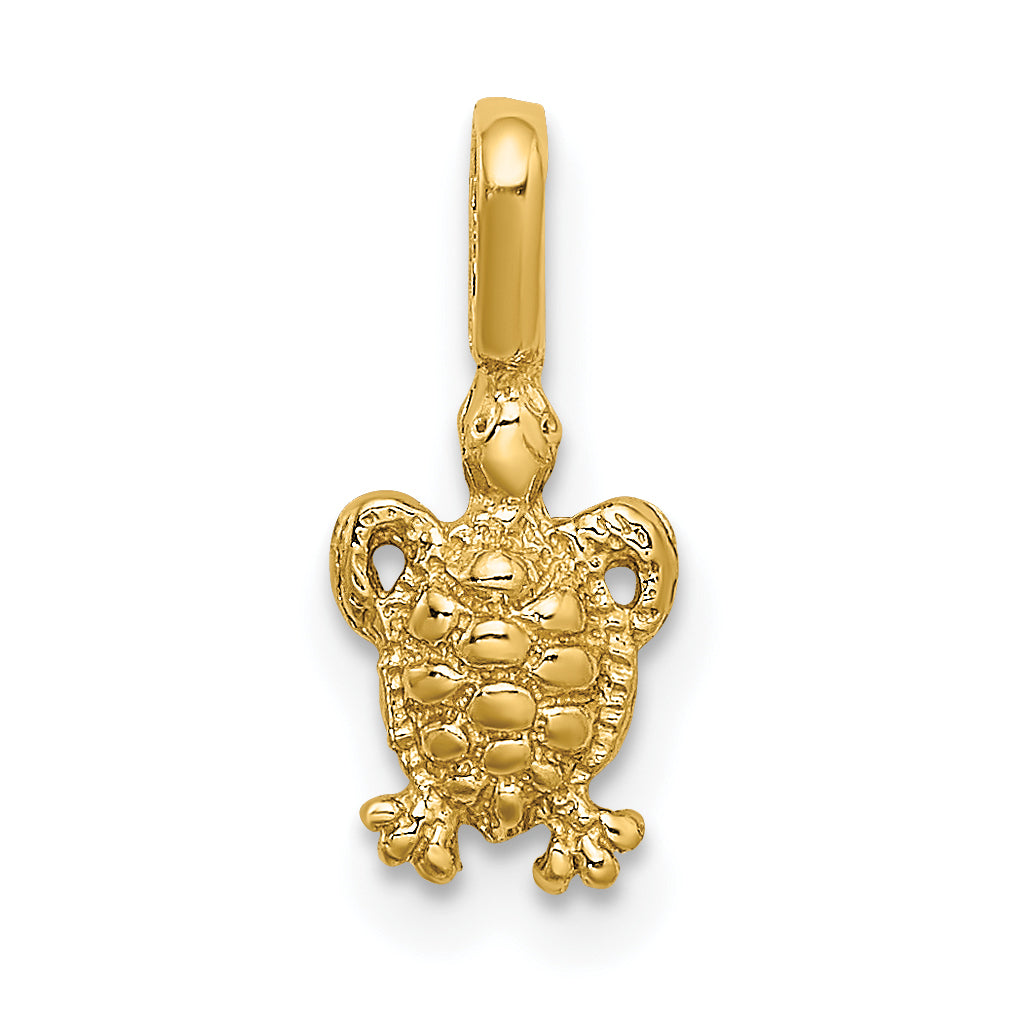 14K Yellow Gold Mini Sea Turtle With Fixed Bail Charm