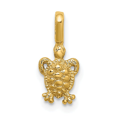 14K Yellow Gold Mini Sea Turtle With Fixed Bail Charm