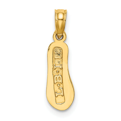 14K Yellow Gold 3D Lbi (Long Beach Island) Single Flip-Flop Charm