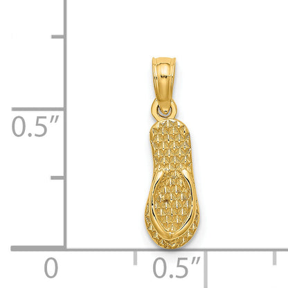 14K Yellow Gold 3D Lbi (Long Beach Island) Single Flip-Flop Charm