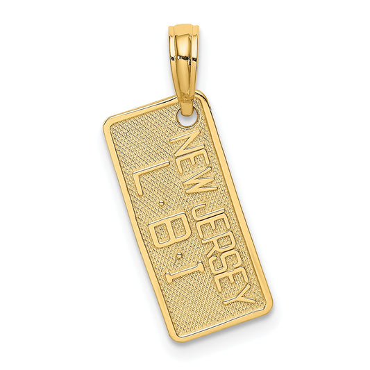 14K Yellow Gold New Jersey-Lbi (Long Beach Island) License Plate Charm