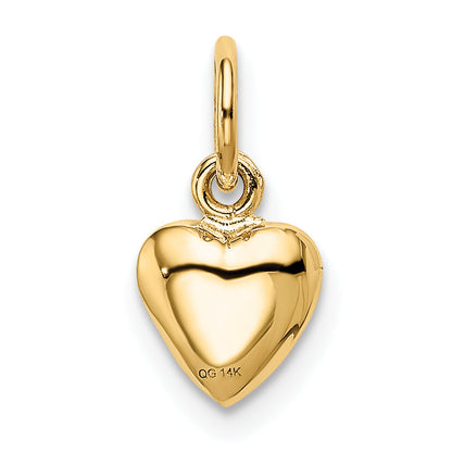 14K Yellow Gold Polished 3-D Puffed Heart Charm