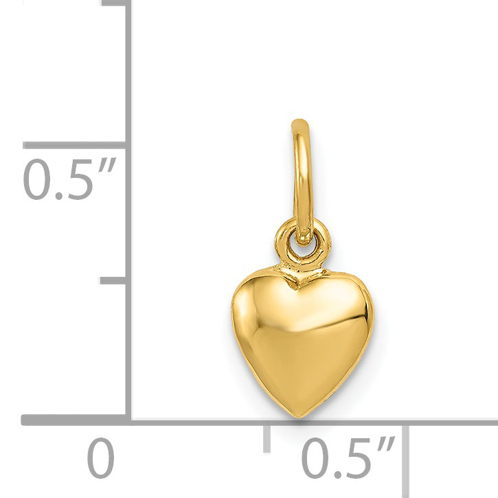 14K Yellow Gold Polished 3-D Puffed Heart Charm