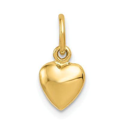14K Yellow Gold Polished 3-D Puffed Heart Charm
