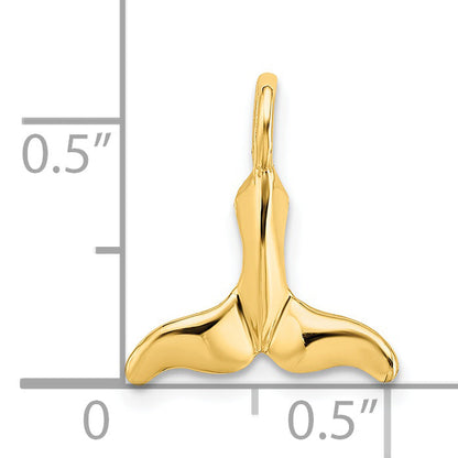 14K Yellow Gold Polished Mini Whale Tail Charm