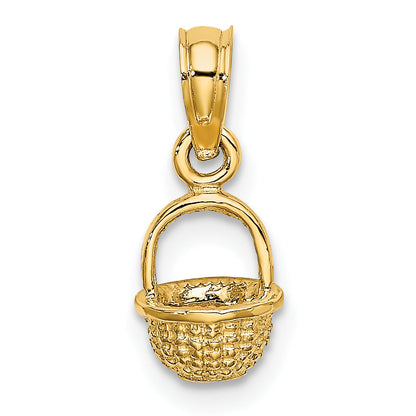 14K Yellow Gold 3-D Mini Basket Charm