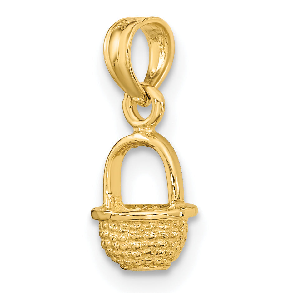 14K Yellow Gold 3-D Mini Basket Charm