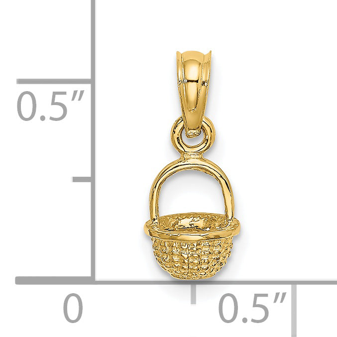 14K Yellow Gold 3-D Mini Basket Charm