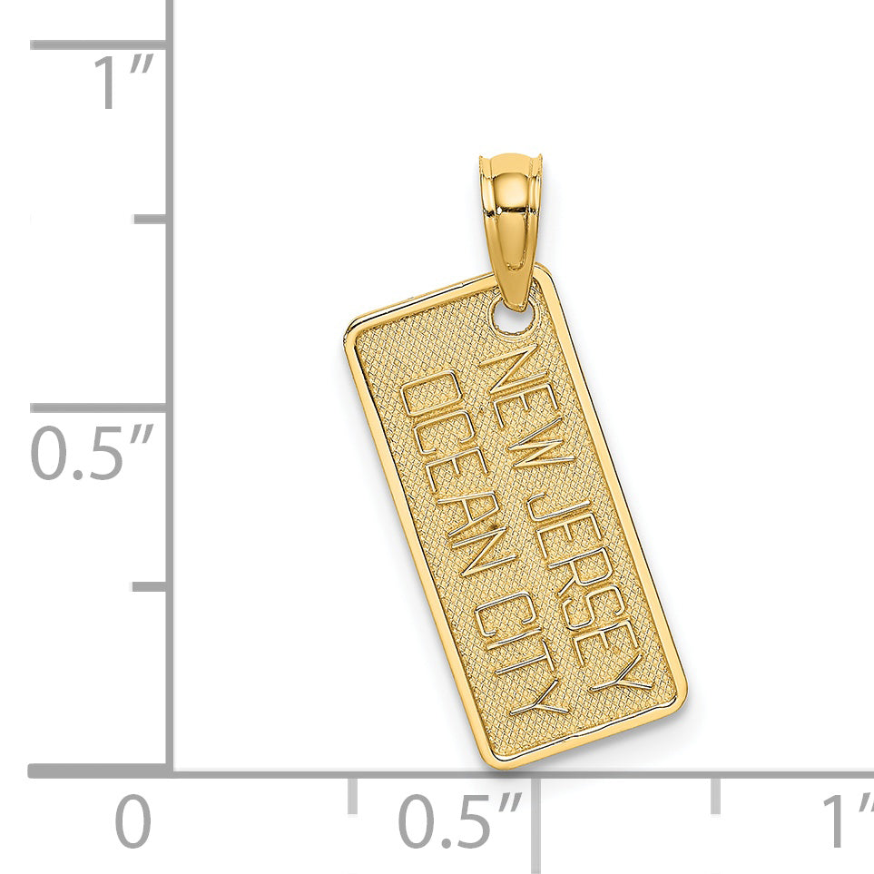 14K Yellow Gold Texture Small Ocean City, New Jersey License Plate Charm