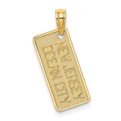 14K Yellow Gold Texture Small Ocean City, New Jersey License Plate Charm