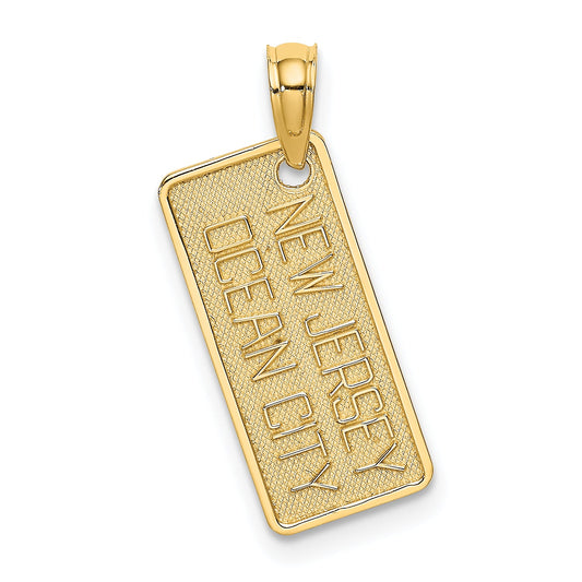 14K Yellow Gold Texture Small Ocean City, New Jersey License Plate Charm