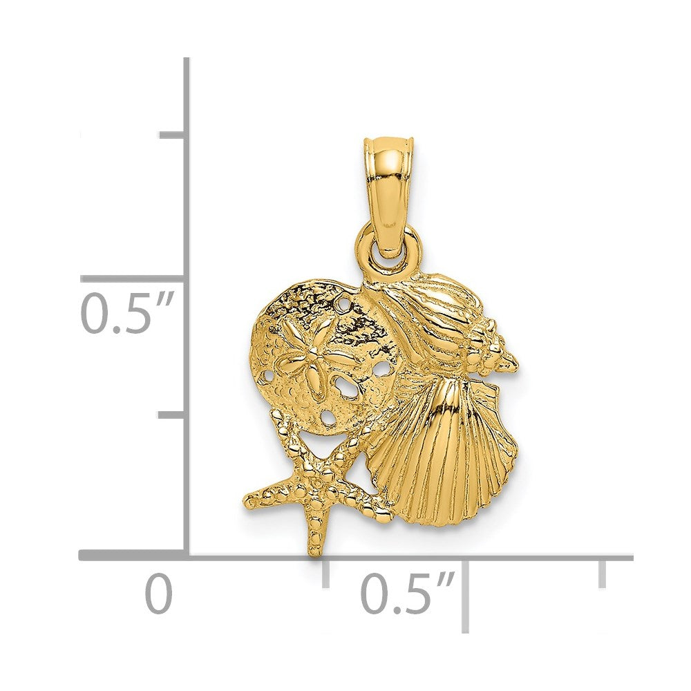 14K Yellow Gold Four Shell Cluster Charm