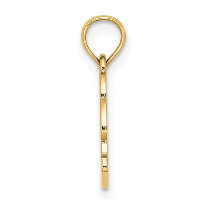 14K Yellow Gold Textured Nags Head W/ Dolphin Charm