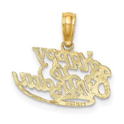 14K Yellow Gold Solid Talking Happy Birthday Charm