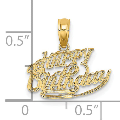 14K Yellow Gold Solid Talking Happy Birthday Charm
