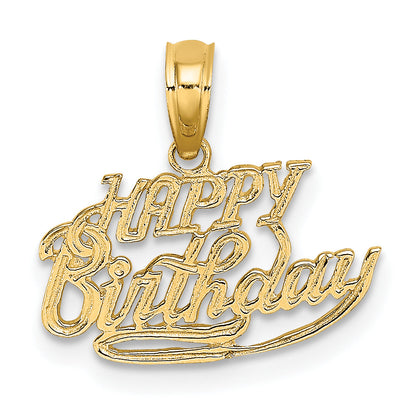 14K Yellow Gold Solid Talking Happy Birthday Charm