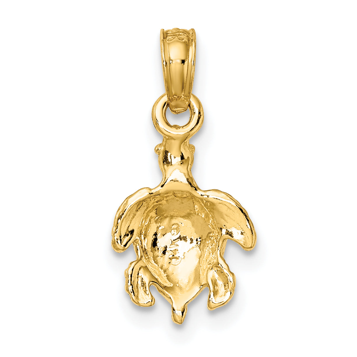14K Yellow Gold Textured Sea Turtle Charm