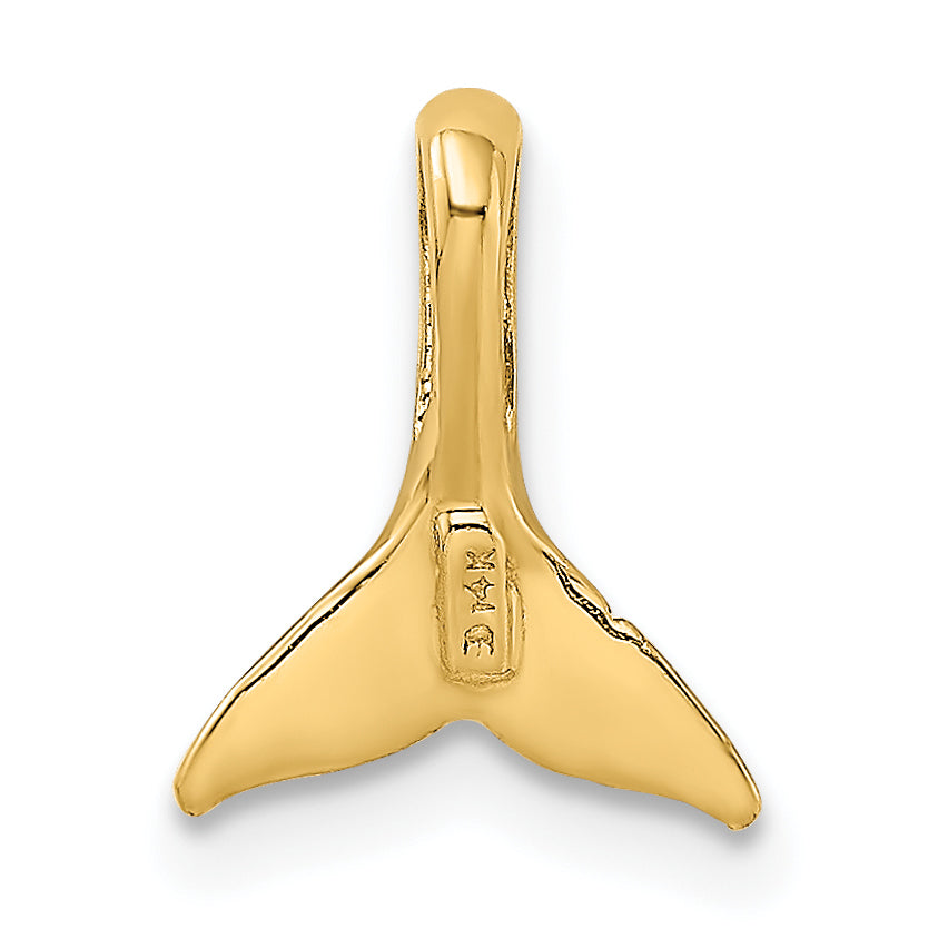 14K Yellow Gold Mini Whale Tail Chain Slide