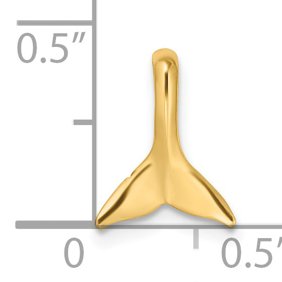 14K Yellow Gold Mini Whale Tail Chain Slide