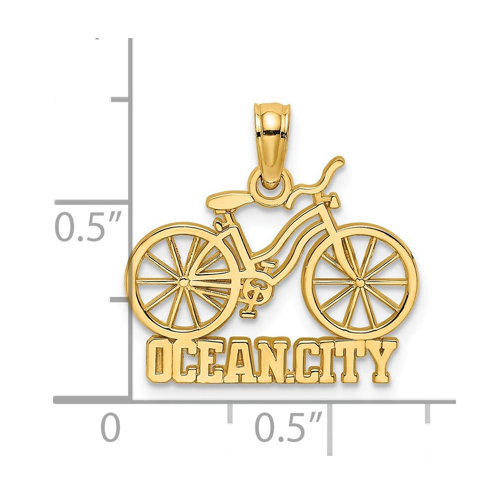14K Yellow Gold Ocean City Bicycle Charm