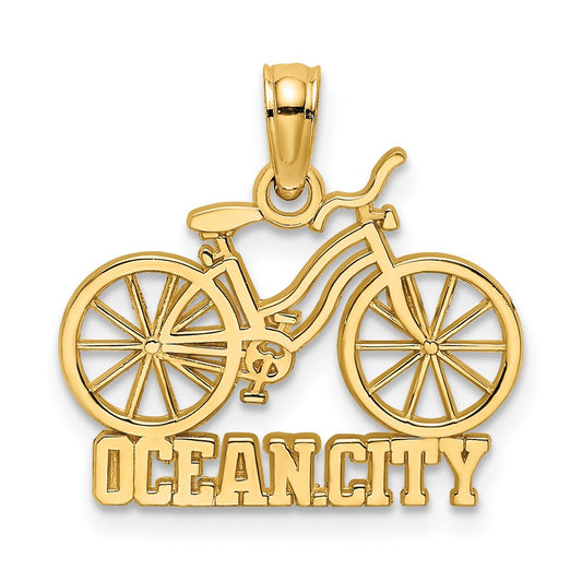 14K Yellow Gold Ocean City Bicycle Charm