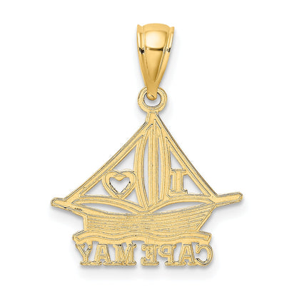 14K Yellow Gold I Heart Cape May W/ Cut-Out Boat Charm