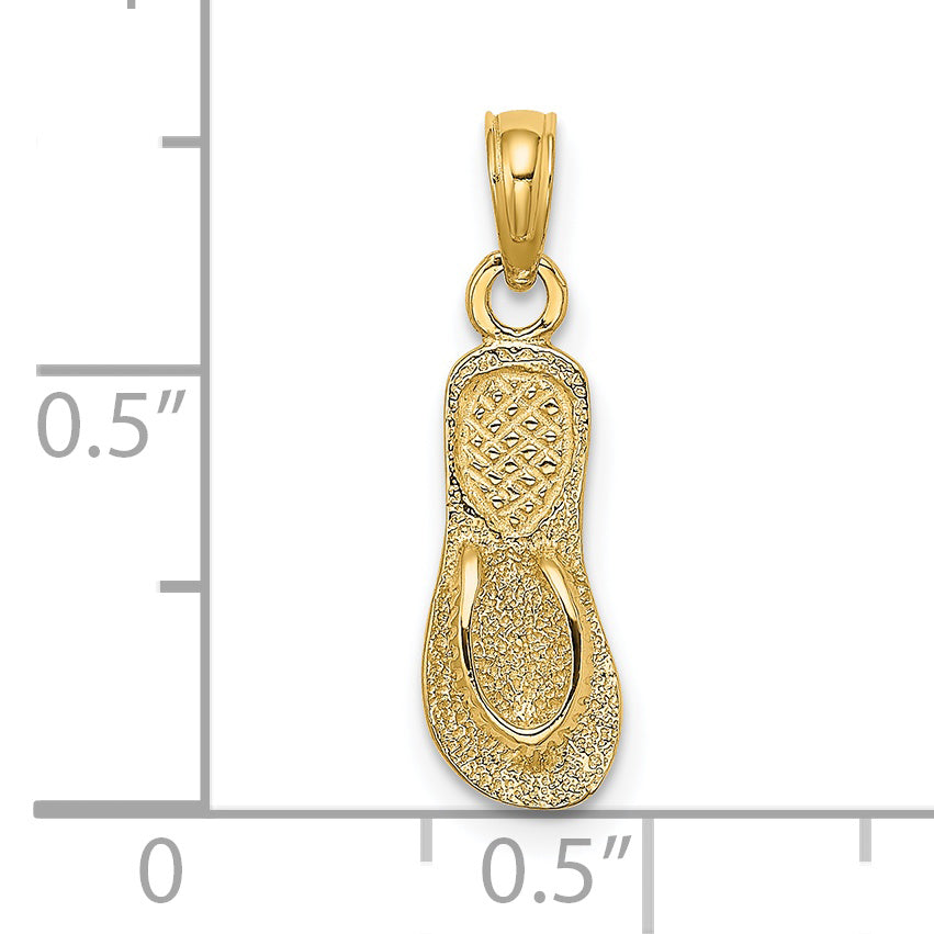 14K Yellow Gold Textured Straps Single Flip-Flop Charm