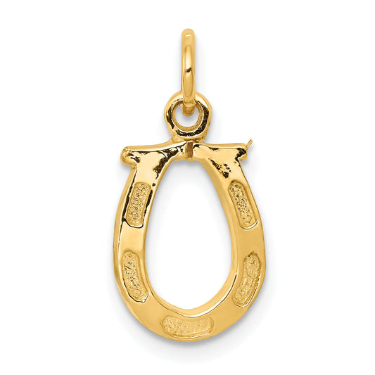 14K Yellow Gold Solid Polished Horseshoe Charm