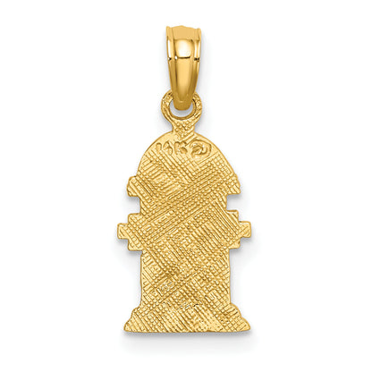 14K Yellow Gold Polished Engraved Fire Hydrant Charm