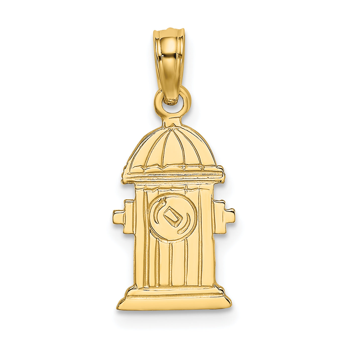 14K Yellow Gold Polished Engraved Fire Hydrant Charm