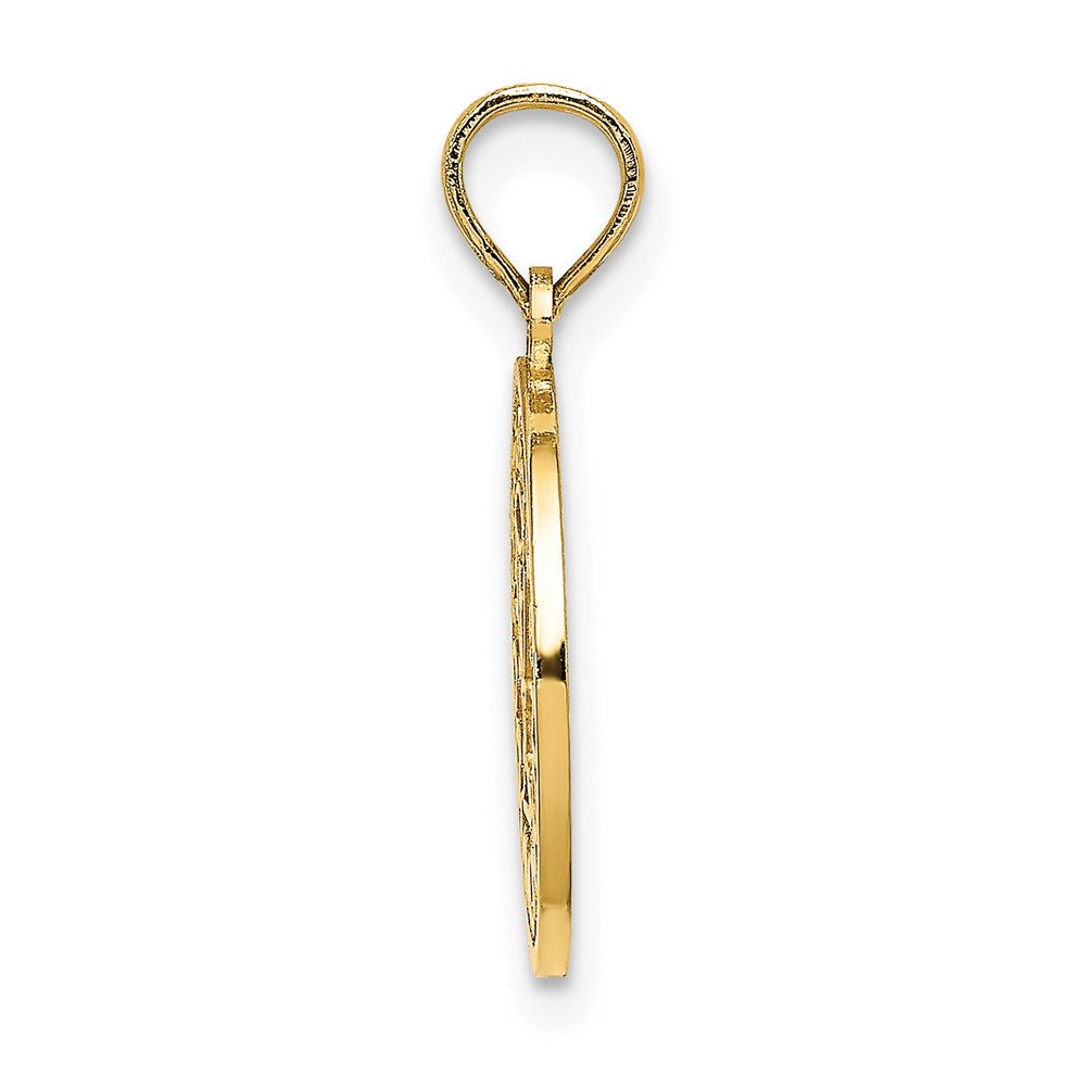 14K Yellow Gold Textured Communion Cup On Round Disc Charm