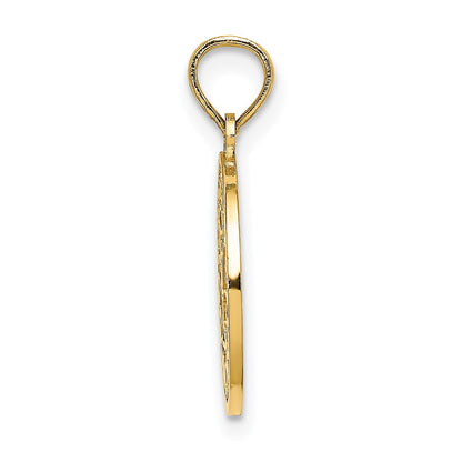 14K Yellow Gold Textured Communion Cup On Round Disc Charm