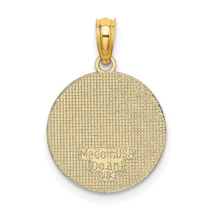 14K Yellow Gold Textured Communion Cup On Round Disc Charm