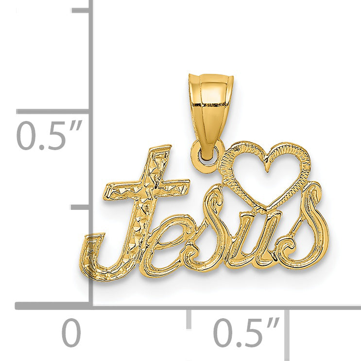 14K Yellow Gold Love Jesus Script Charm