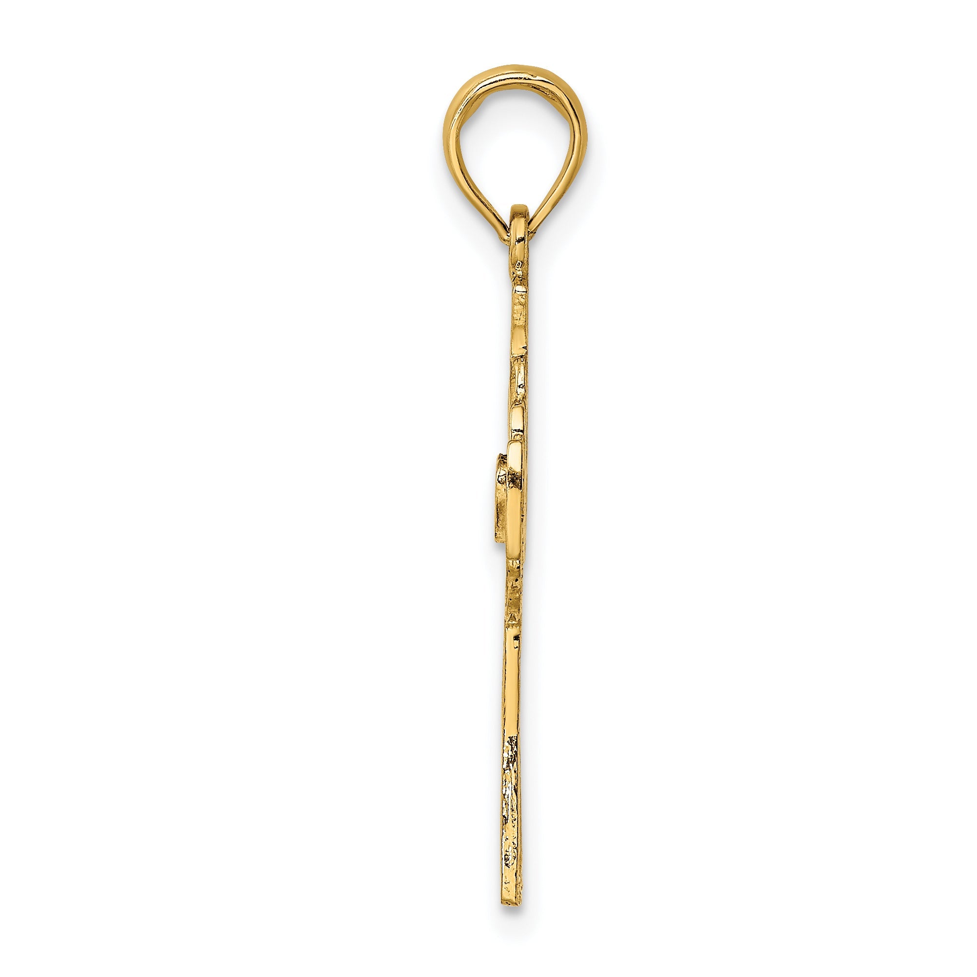 14K Yellow Gold Claddagh Cross Charm