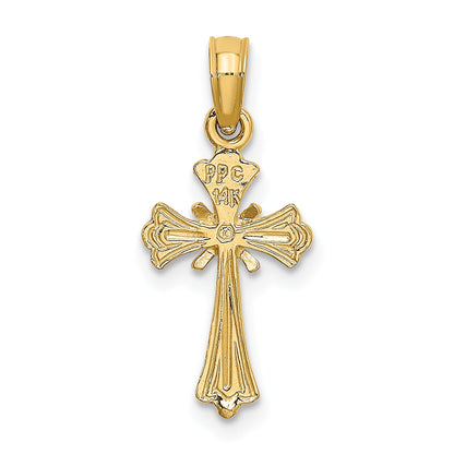 14K Yellow Gold Engraved Small Cross W/ X Center Charm