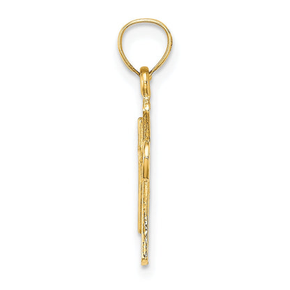 14K Yellow Gold Solid Textured Cross Charm