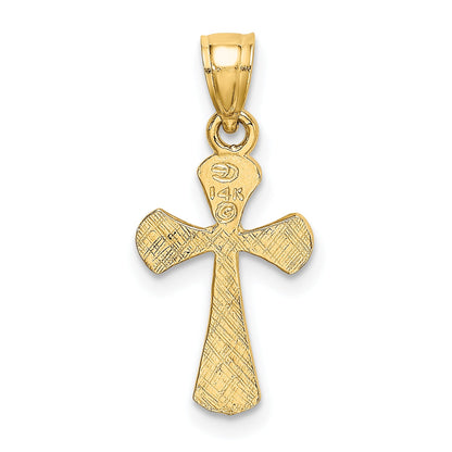 14K Yellow Gold Solid Textured Cross Charm