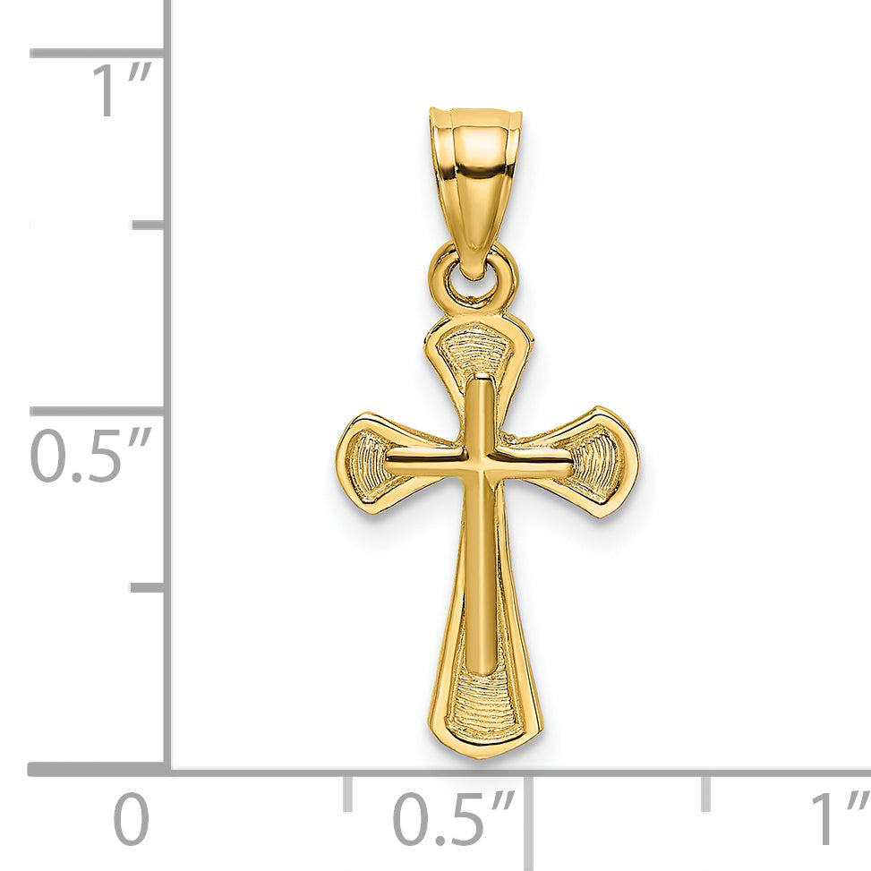 14K Yellow Gold Solid Textured Cross Charm