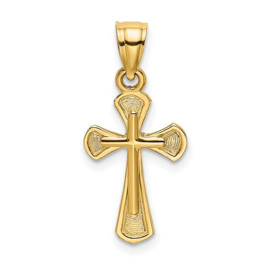 14K Yellow Gold Solid Textured Cross Charm