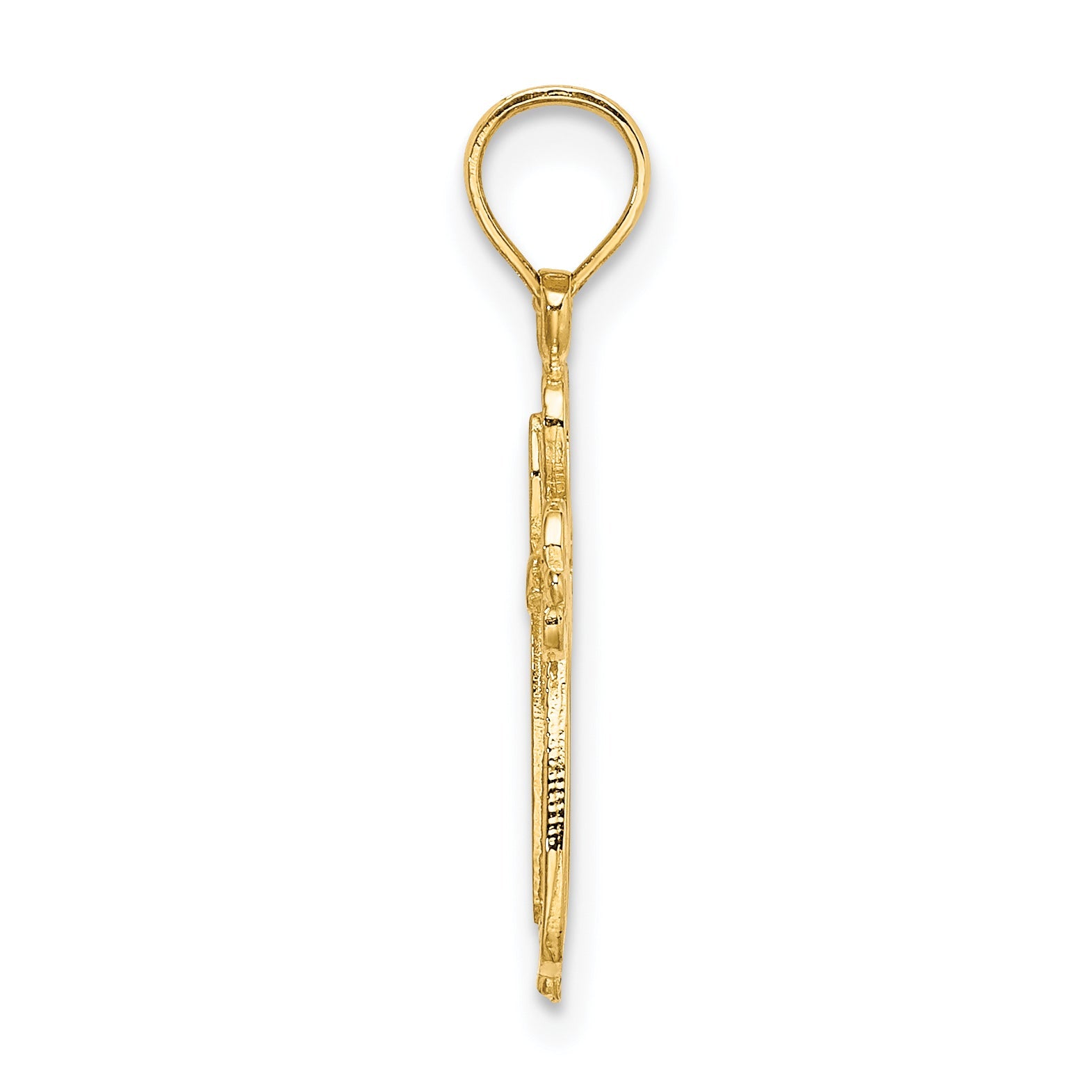 14K Yellow Gold Polished And Cut-Out Engraved Cross Charm