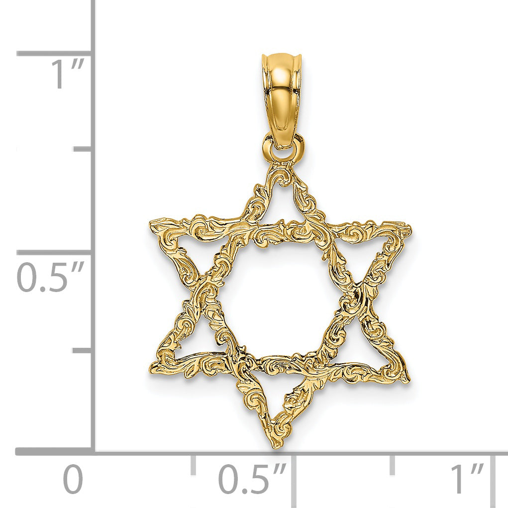 14K Yellow Gold Star Of David Charm