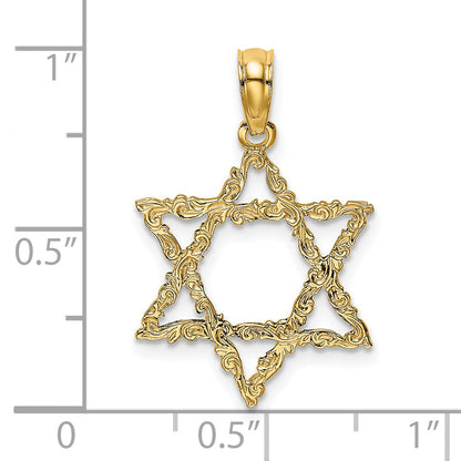 14K Yellow Gold Star Of David Charm