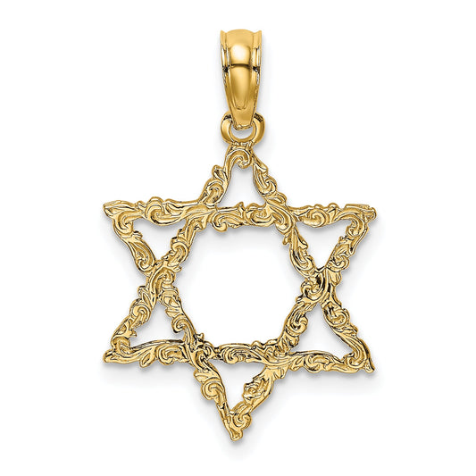 14K Yellow Gold Star Of David Charm